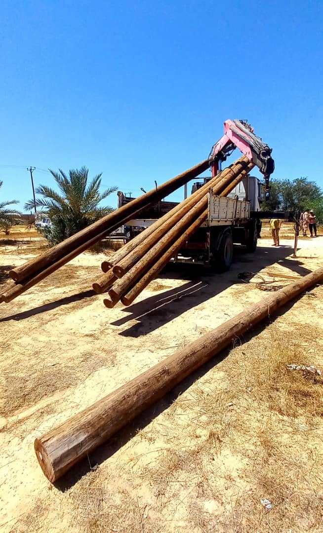 ضبط أعمدة خشبية في قطعة أرض بالوادي الجديد تتبع شركة الكهرباء