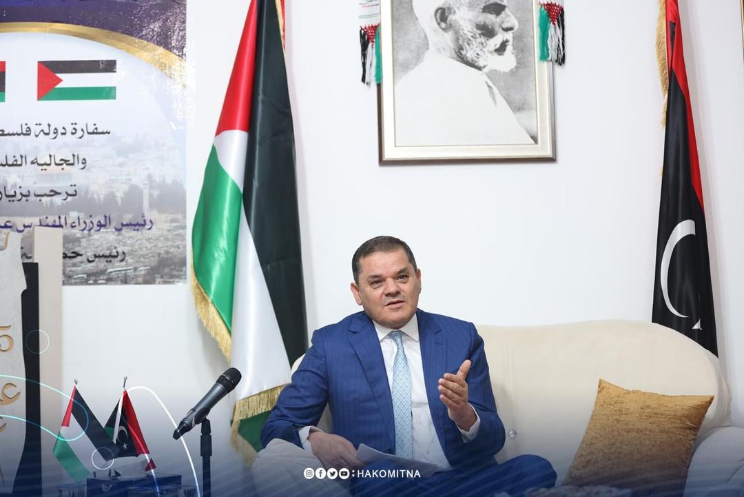 الدبيبة يزور السفارة الفلسطينية في طرابلس