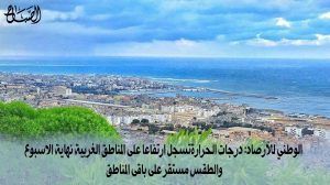 الوطني للأرصاد: درجات الحرارةتسجل ارتفاعا على المناطق الغربية نهاية الاسبوع والطقس مستقر على باقى المناطق