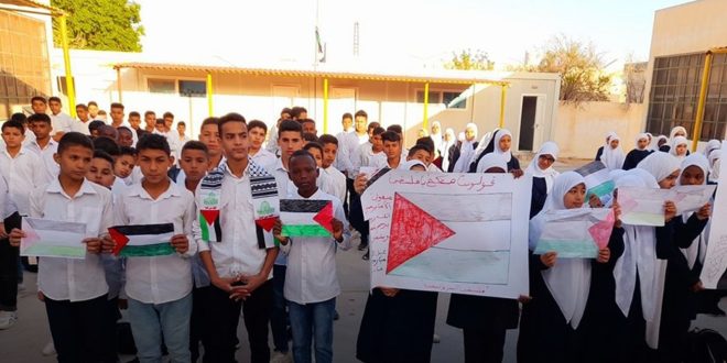 وقفة لتلاميذ مدرسة شهداء 20 رجب برقدالين دعمًا للقضية الفلسطينية (صور)