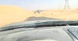 تحذير من كثبان رملية على ااطريق العام بالاصابعة
