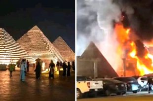 حريق يلتهم أهرامات السعودية