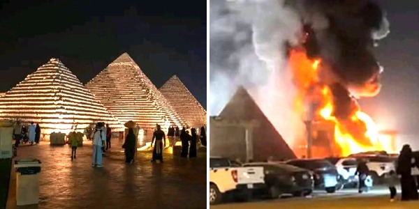 حريق يلتهم أهرامات السعودية