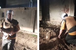 هيئة السلامة الوطنية تزيل قذيفة هاون من أمام منزل مواطن في طرابلس