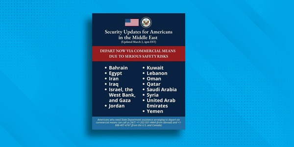 أمريكا تُطالب مواطنيها بمغادرة الشرق الاوسط فوراً
