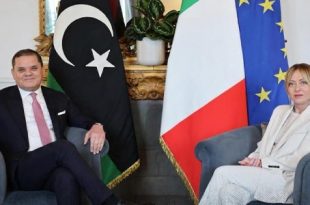 الدبيبة وميلوني يبحثان في روما ملفات السجناء والهجرة والطاقة