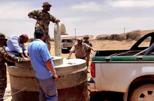 إزالة تعديات على خط النهر الصناعي وإحالة المخالفين للنيابة ببني وليد