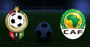 جرافيك توضيحي به شعار الاتحاد الافريقي لكرة القدم وشعار الاتحاد الليبي لكرة القدم
