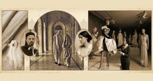 تصميم بصري يجمع مشاهد من الأزياء التقليدية الليبية وتطور الملابس عبر الزمن، مع صور لشخصيات تاريخية وأزياء معروضة داخل متحف، في إشارة إلى ارتباط الملابس بالهوية والذاكرة الثقافية.