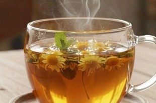 كوب زجاجي شفاف يحتوي على شاي دافئ وتتصاعد منه أبخرة خفيفة، بجانبه ليمونة مقطوعة ونعناع أخضر طازج على خلفية صيفية دافئة، ليعكس فكرة دور المشروبات الساخنة في ترطيب الجسم.