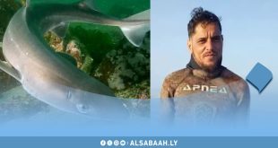 صورة تجميعية بتصميم خاص بمنصة الصباح؛ يظهر في الجانب الأيمن بورتيريه للغواص المصاب عبدالله مسعود القطعاني