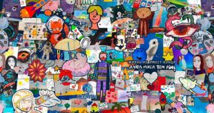 اللوحة الفنية المجمعة لرسومات الأطفال المصابين بالسرطان المشاركة في مشروع Art Rocket II.