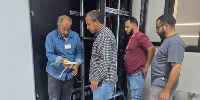أعمال تجهيز صالة مطار شركة سرت بمنظومة اتصالات رقمية